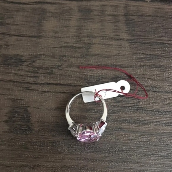 Sterling Silver Ring Pink Topaz diamond CZ size 6 - Picture 4 of 8